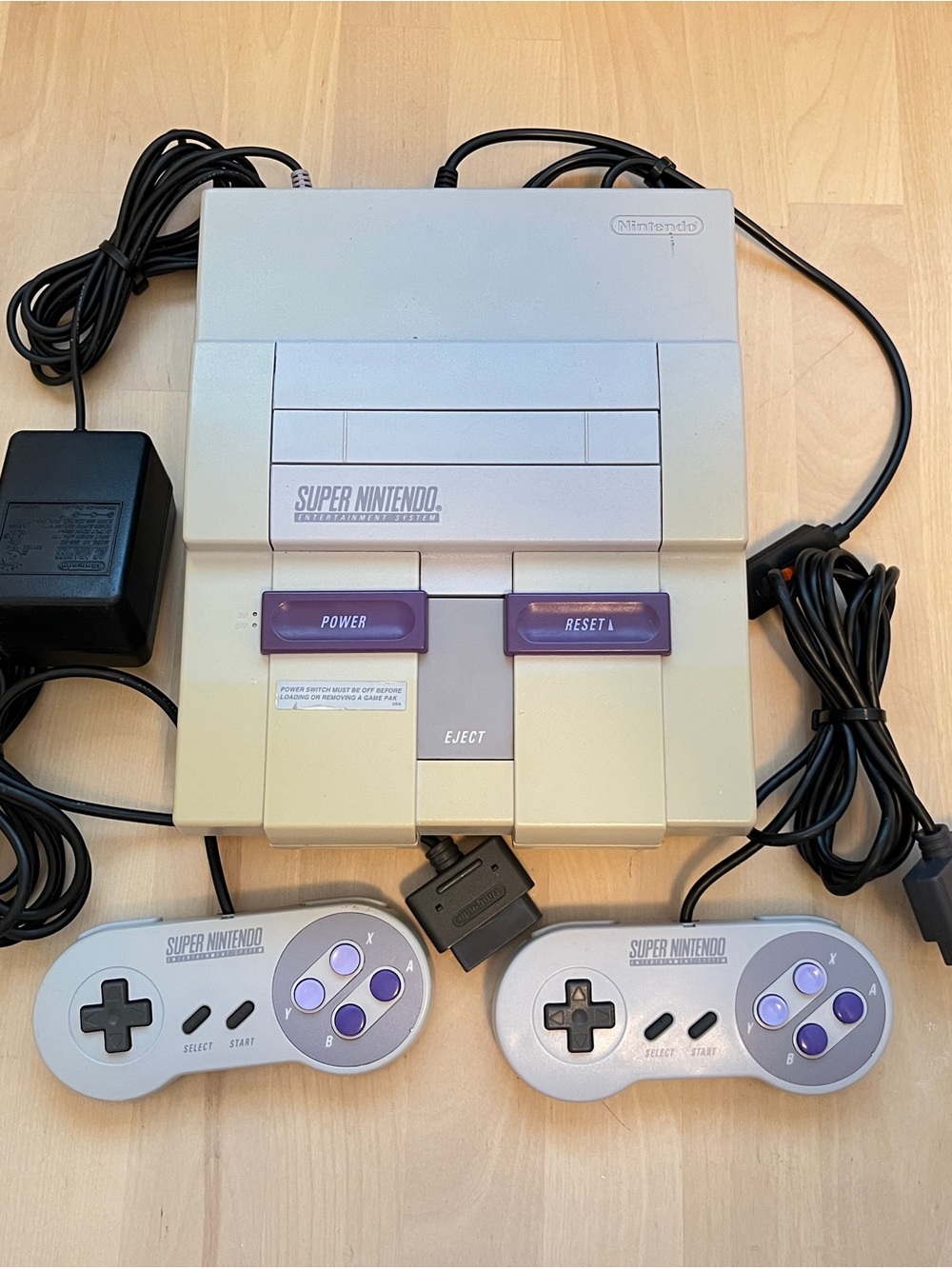 Nintendo SNES Super Nintendo console bundle tested, and working!